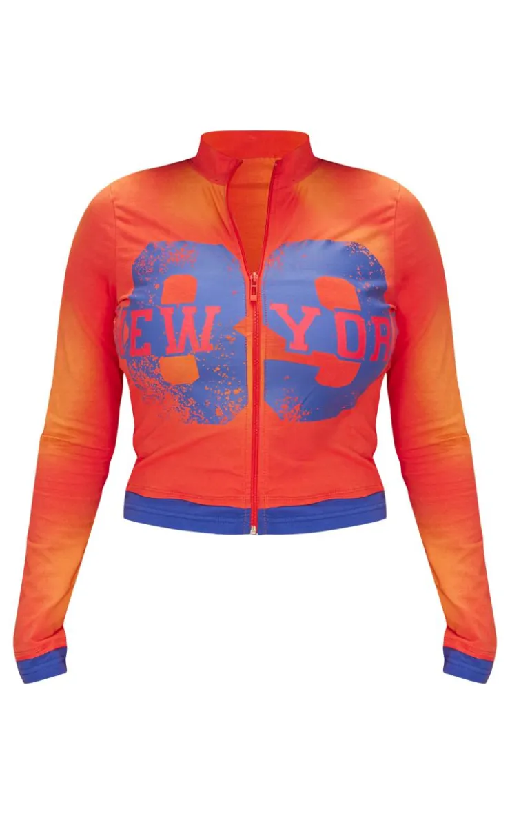 Discount PrettyLittleThing Shape New York Zip Jacket Orange