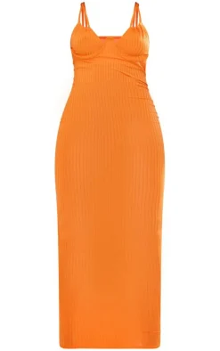 Shape Rib Boning Detail Halterneck Maxi Dress-PrettyLittleThing Outlet