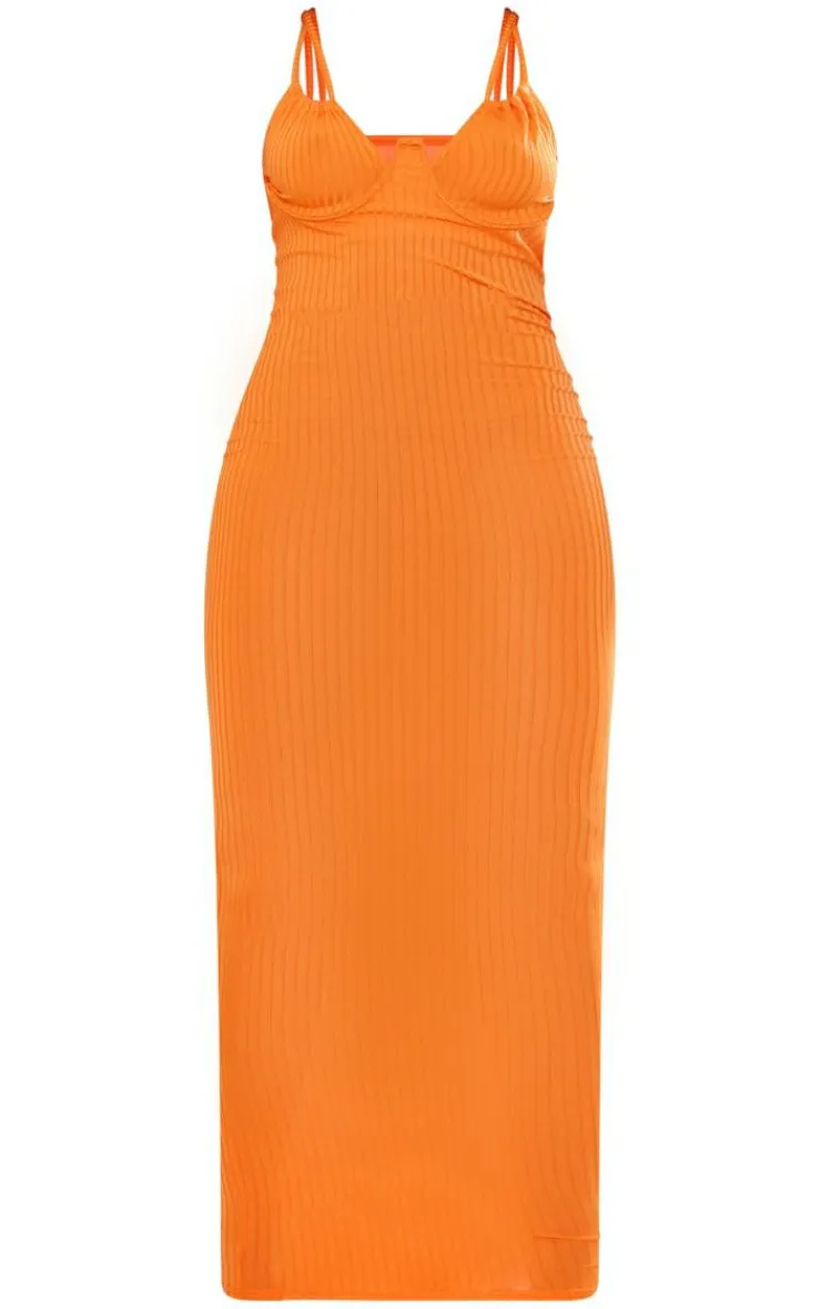 Shape Rib Boning Detail Halterneck Maxi Dress-PrettyLittleThing Outlet