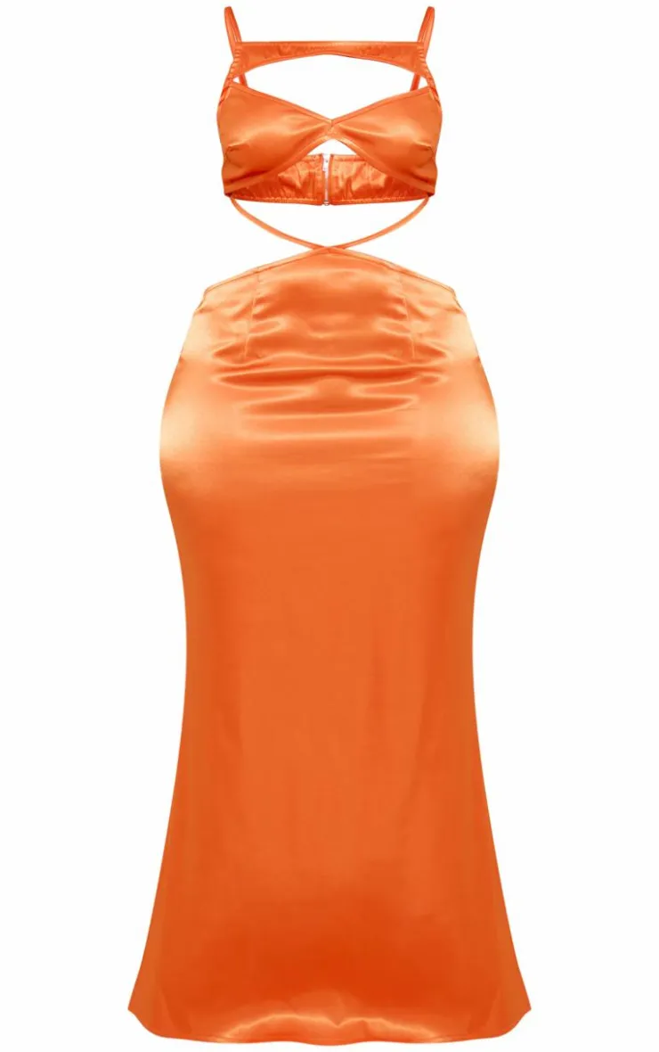 Shape Satin Bra Detail Cut Out Maxi Dress-PrettyLittleThing Outlet