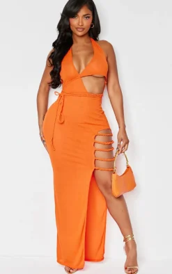 Shape Sheer Mesh Twist Cut Out Detail Maxi Dress-PrettyLittleThing Clearance