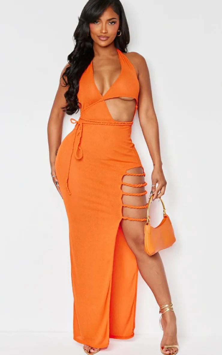 Shape Sheer Mesh Twist Cut Out Detail Maxi Dress-PrettyLittleThing Clearance