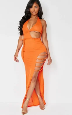 Shape Sheer Mesh Twist Cut Out Detail Maxi Dress-PrettyLittleThing Clearance