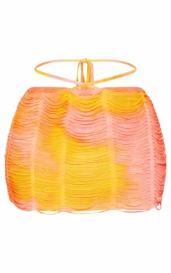 Discount PrettyLittleThing Shape Shredded Seamless Mini Skirt Orange