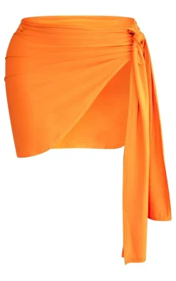 PrettyLittleThing Shape Soft Touch Tie Side Mini Skirt Orange