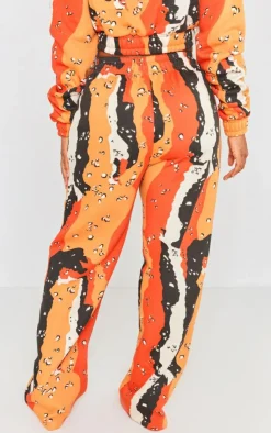 Outlet PrettyLittleThing Shape Straight Leg Camo Sweatpants Orange