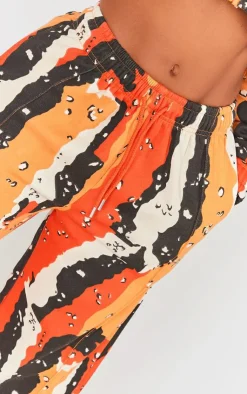 Outlet PrettyLittleThing Shape Straight Leg Camo Sweatpants Orange
