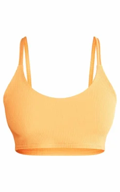 New PrettyLittleThing Shape Strappy Ribbed Crop Top Orange