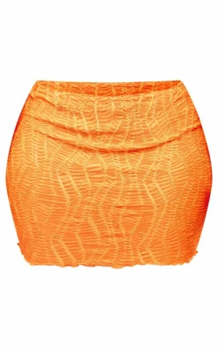 New PrettyLittleThing Shape Orange Textured Basic Low Rise Mini Skirt Bright Orange