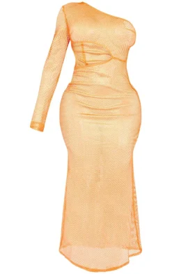 Shape Textured Sheer Cut Out One Shoulder Maxi Dress-PrettyLittleThing Hot
