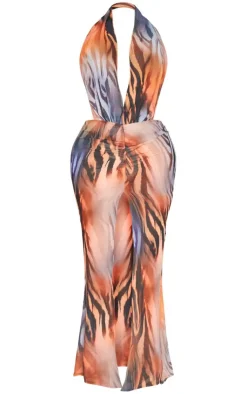 Shape Tiger Printed Chiffon Drape Maxi Dress-PrettyLittleThing Outlet