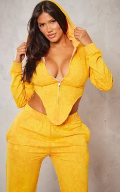 Shape Orange Washed Corset Detail Hoodie