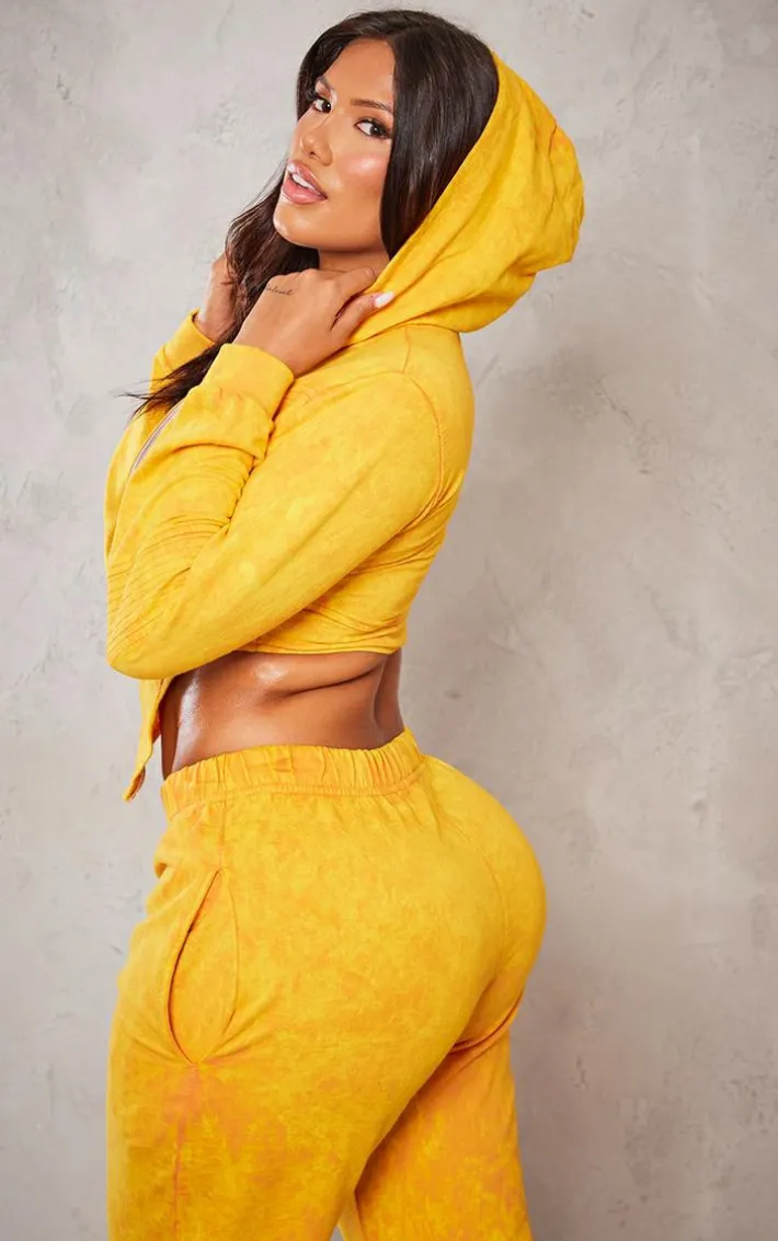 Shape Orange Washed Corset Detail Hoodie