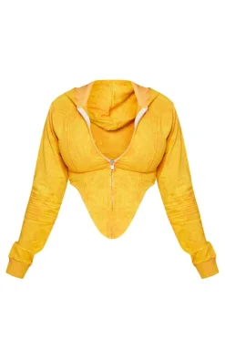 Shape Orange Washed Corset Detail Hoodie