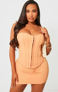 Discount PrettyLittleThing Shape Woven Micro Mini Skirt Orange