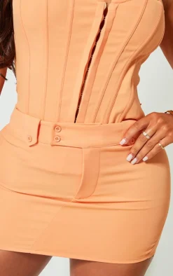 Discount PrettyLittleThing Shape Woven Micro Mini Skirt Orange