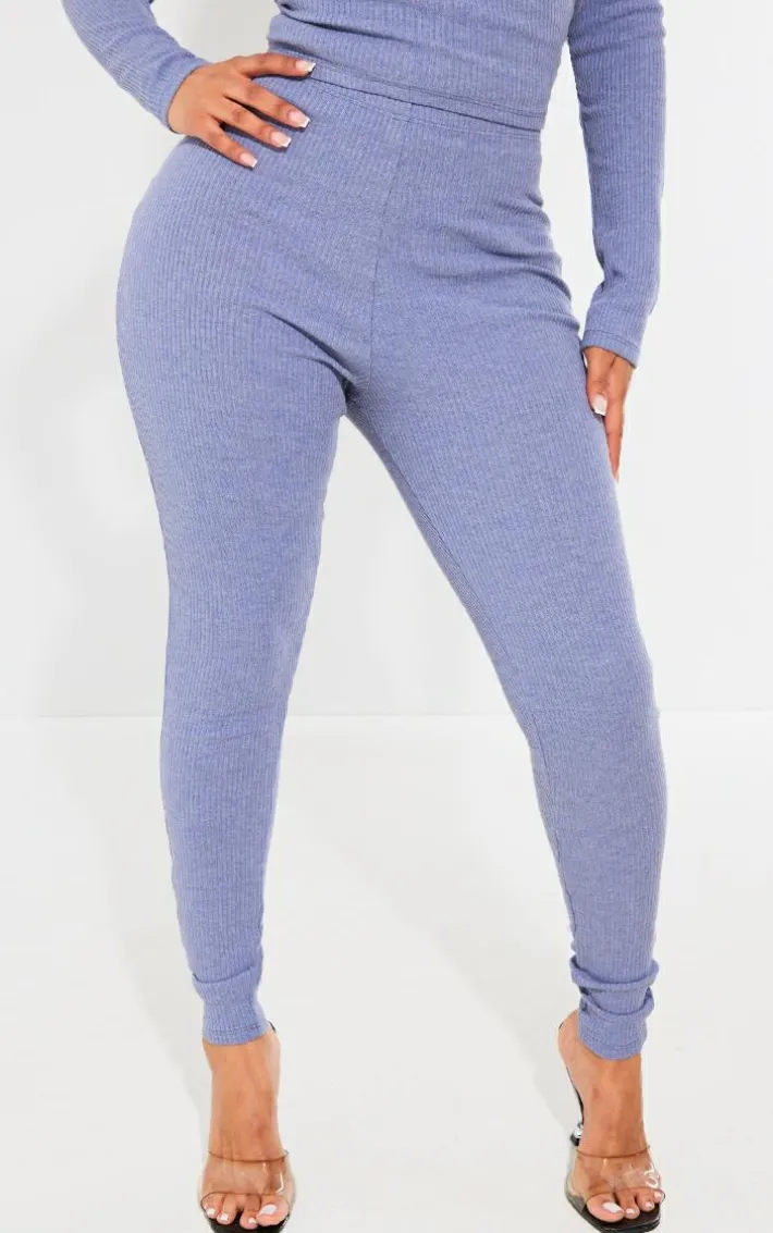 Shape Petrol Blue Marl Ribbed Leggings
