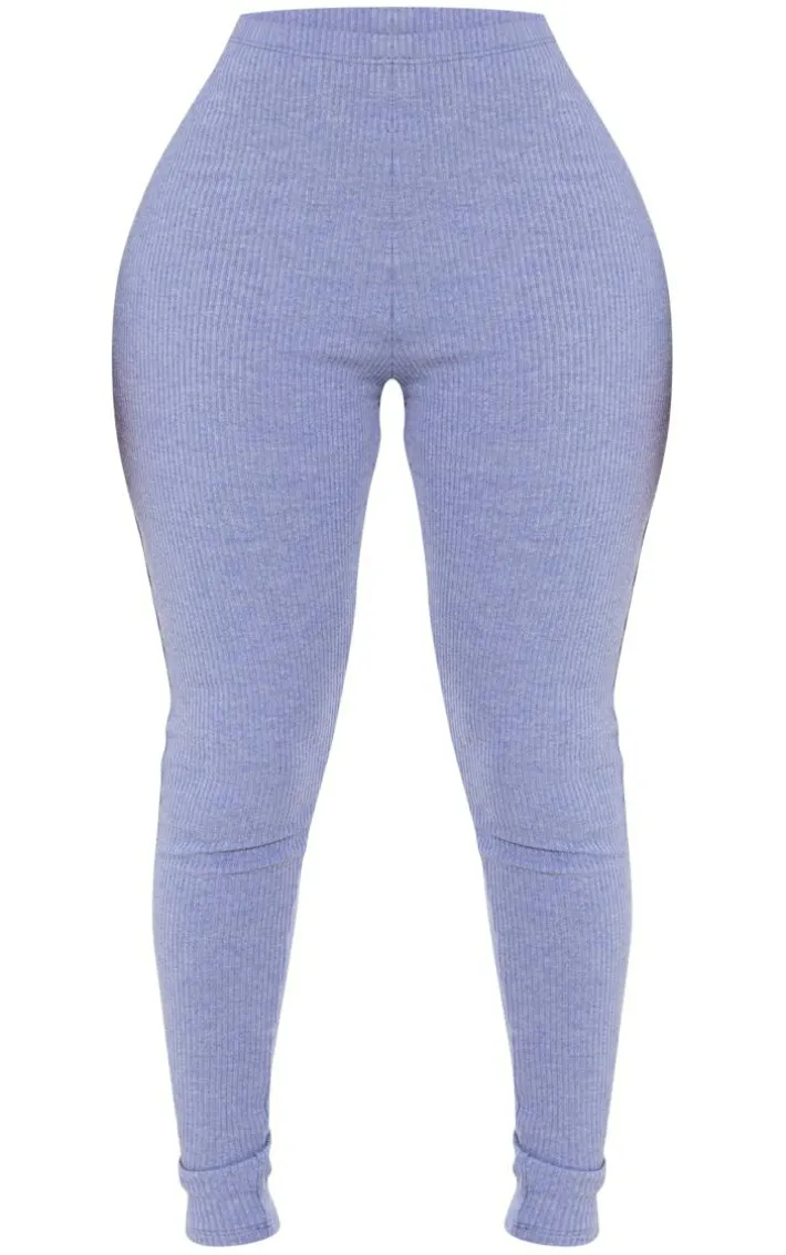 Shape Petrol Blue Marl Ribbed Leggings