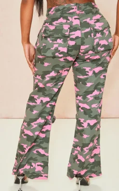 Sale PrettyLittleThing Shape Camo Printed High Waisted Cargo's Pink