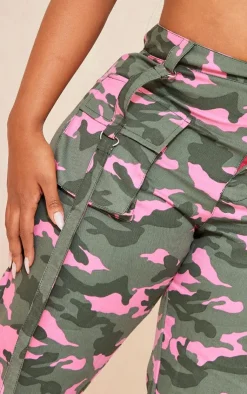 Sale PrettyLittleThing Shape Camo Printed High Waisted Cargo's Pink