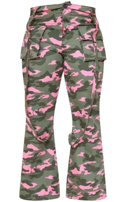 Sale PrettyLittleThing Shape Camo Printed High Waisted Cargo's Pink