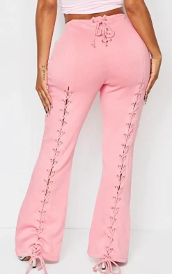 Shape Pink Lace Up Front Wide Leg Sweatpants