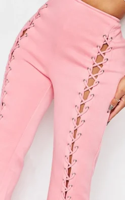 Shape Pink Lace Up Front Wide Leg Sweatpants