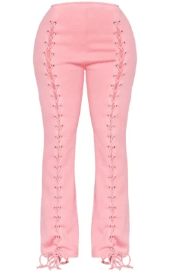 Shape Pink Lace Up Front Wide Leg Sweatpants