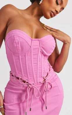 Shape Pink Rope Detail Lace Up Corset Bodycon Dress-PrettyLittleThing Hot