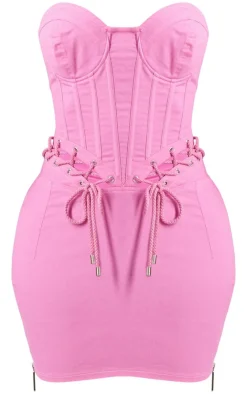 Shape Pink Rope Detail Lace Up Corset Bodycon Dress-PrettyLittleThing Hot