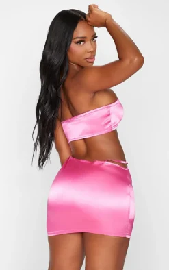 Shape Satin Cut Out Bandeau Bodycon Dress-PrettyLittleThing Online