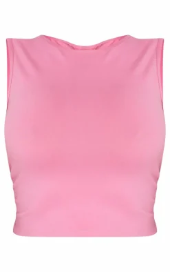 Hot PrettyLittleThing Shape Pink Sculpted Longline Racer Top Bright Pink