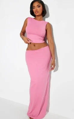 PrettyLittleThing Shape Pink Sculpted Low Rise Maxi Skirt Bright Pink