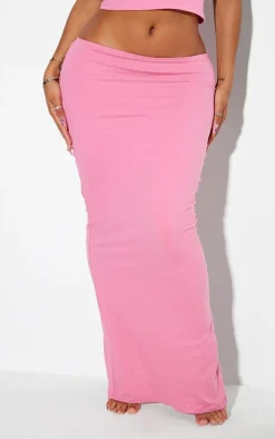 PrettyLittleThing Shape Pink Sculpted Low Rise Maxi Skirt Bright Pink