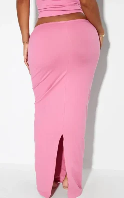 PrettyLittleThing Shape Pink Sculpted Low Rise Maxi Skirt Bright Pink
