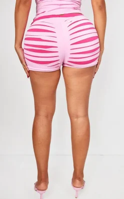 Sale PrettyLittleThing Shape Seamless Shredded Hot Pants Pink