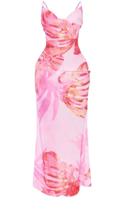 Shape Tropical Print Strappy Cowl Neck Maxi Dress-PrettyLittleThing Outlet