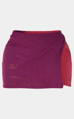 PrettyLittleThing Shape Contrast Knitted Skirt Plum