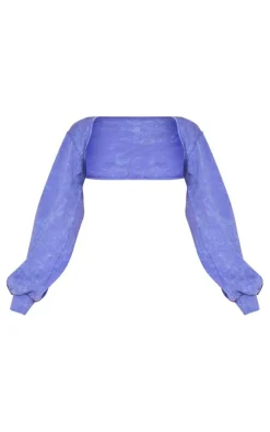 Hot PrettyLittleThing Shape Acid Wash Super Cropped Sweater Purple