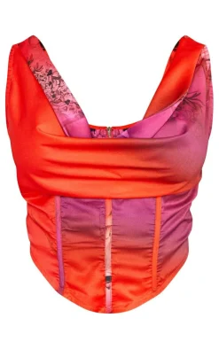 Best PrettyLittleThing Shape Ombre Floral Printed Bardot Corset Purple