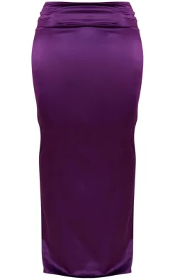 Best PrettyLittleThing Shape Satin Low Rise Maxi Skirt Purple