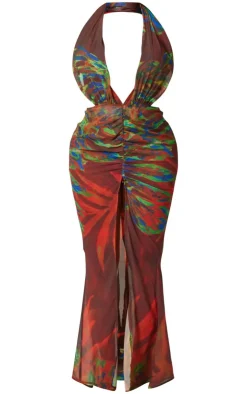 Shape Abstract Printed Chiffon Drape Front Maxi Dress-PrettyLittleThing Best