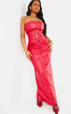 PrettyLittleThing Corsets*Shape Coated Denim Zip Front Bandeau Corset