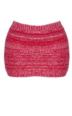Clearance PrettyLittleThing Shape Contrast Knit Mini Skirt Red