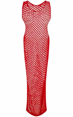 Shape Crochet Knit Split Side Maxi Dress-PrettyLittleThing New