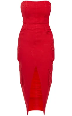 Shape Denim Front Split Cargo Dress-PrettyLittleThing Outlet