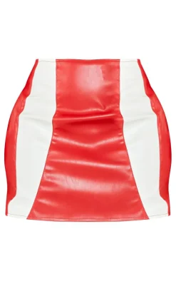 Best PrettyLittleThing Shape Faux Leather Panel Mini Skirt Red