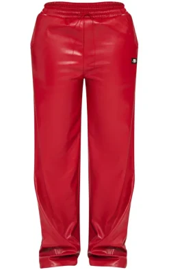 Outlet PrettyLittleThing Shape Faux Leather Straight Leg Pants Red