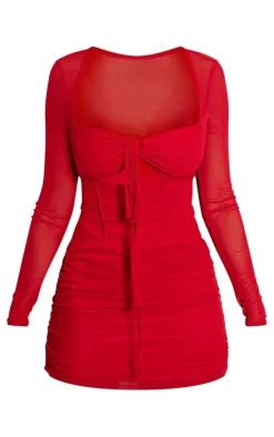 Shape Mesh Corset Detail Cut Out Bodycon Dress-PrettyLittleThing Discount