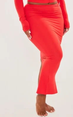 Sale PrettyLittleThing Shape Sculpted Maxi Skirt Red